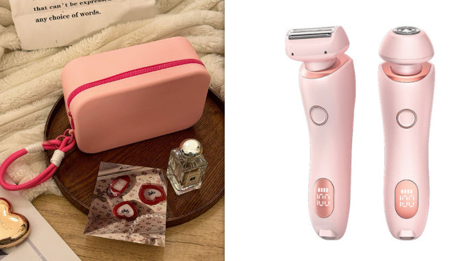 2 In 1 Hair Removal Epilator USB Rechargeable Trimmer Women Body Razor Face Leg Armpit Bikini Hand Pubic Shaver Hair Remover Pink and Rouge Gouache set USB Hair accessories Zimivas