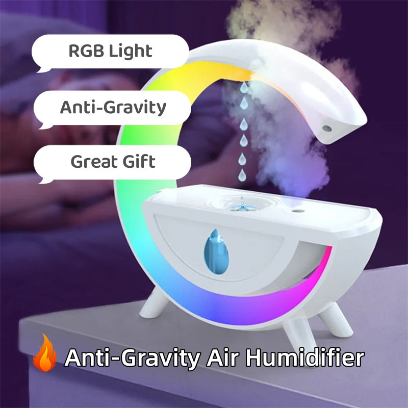 RGB Night Light Water Droplet Sprayer Anti-Gravity Air Humidifier 350ml Creative Home Office Mist Maker Diffuser Christmas Gift lighting Zimivas