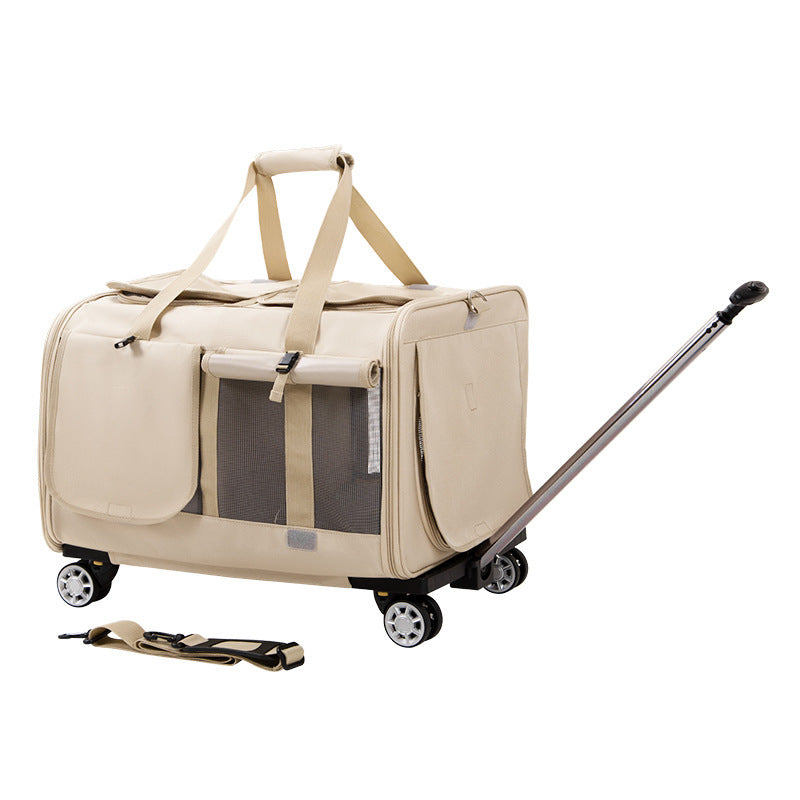 Large Pet Trolley Bag Cat Beige Hidden Windproof Average Size 0 null