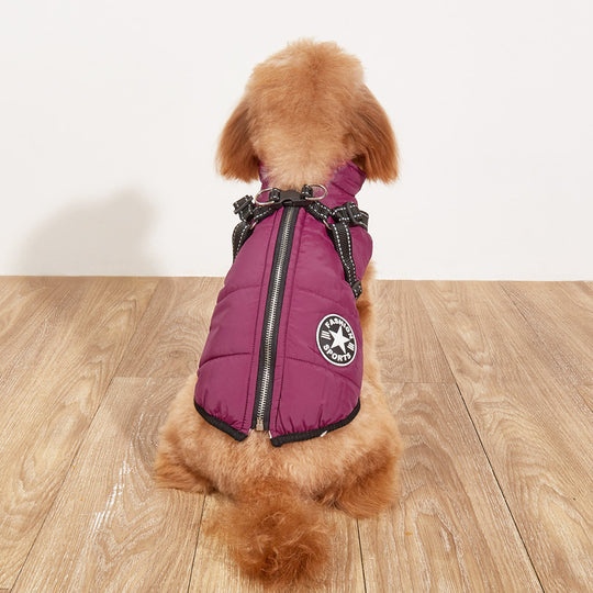 Pet Warm Dog Cotton-padded Clothes Fleece-lined Thickened Reflective Gallus Purple 0 null