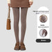 Winter High Waist Leggings With Sock Fashion Slim Pantyhose Warm Thin Legs Pants Women Clothing Coffee color connected feet women clothing Zimivas