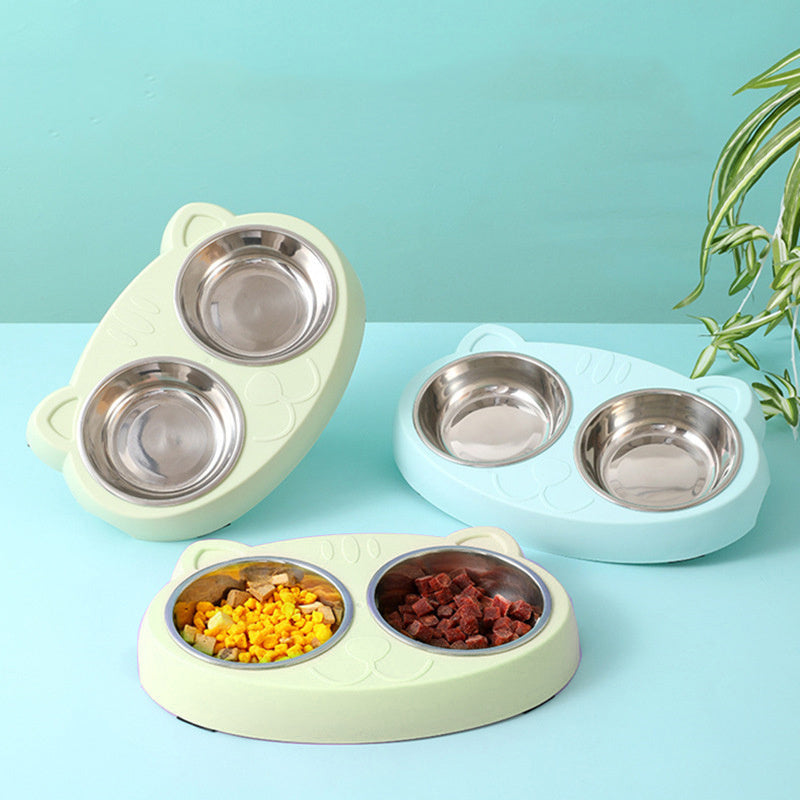 Dog Bowls Double Dog Water And Food Bowls Stainless Steel Bowls With Non-Slip Resin Station, Pet Feeder Bowls For Puppy Medium Dogs Cats 5 null