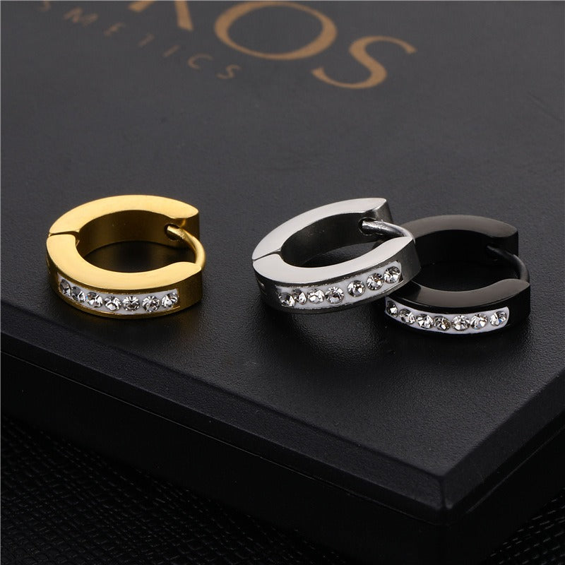 Stainless steel ear buckle jewelry, titanium steel inlaid diamond ear bone buckle earrings eprolo