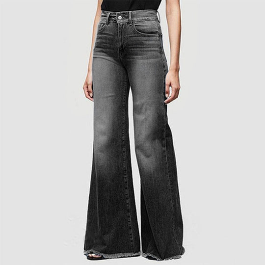 Retro Mid-waist Women's Jeans Loose Wide-leg Plus Size Straight-leg Pants Black 0 null