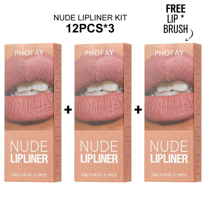 PHOFAY Nude Lipliner Kit Brown 3Box makeup Zimivas