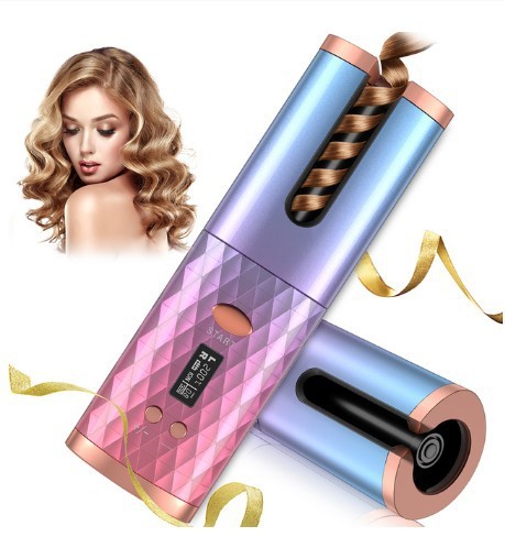 Rechargeable Automatic Hair Curler Women Portable Hair Curling Iron LCD Display Ceramic Curly Rotating Curling Wave Styer hair Zimivas