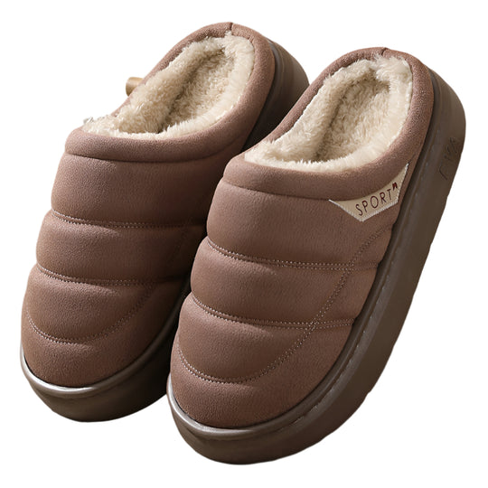 Fashion Solid Plush Slipper Winter Warm Indoor Floor Bedroom Home Slippers For Couple Thick-soled House Shoes for Women and Men Coffee shoes Zimivas