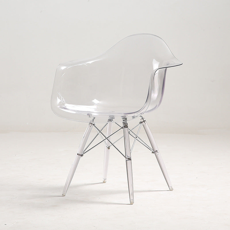 Simple Transparent Plastic Chair Meal Simple And Creative White armrest PC legs 0 null