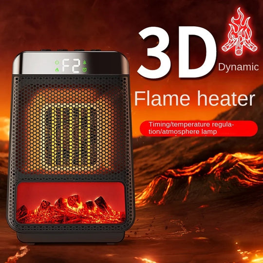 Fan Heater 3D Dynamic Flame Bathroom Home Heater 1500W Portable Household ECO Electric Heater PTC Fast Heating Shake Head Warmer home Appliance Zimivas