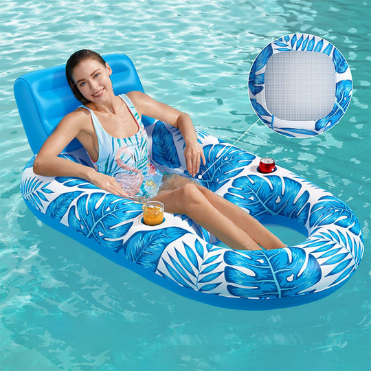 Inflatable Leisure Entertainment Pool Floating Chair Floating Sofa Large Backrest Water Mesh Bottom Pool Party eprolo