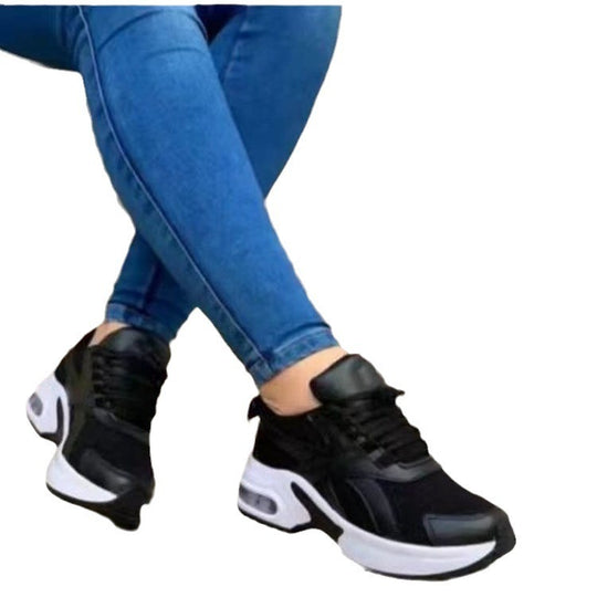 Fashionable low cut dad shoes with round toe, middle heel, lace up mesh, casual sports shoes for women eprolo