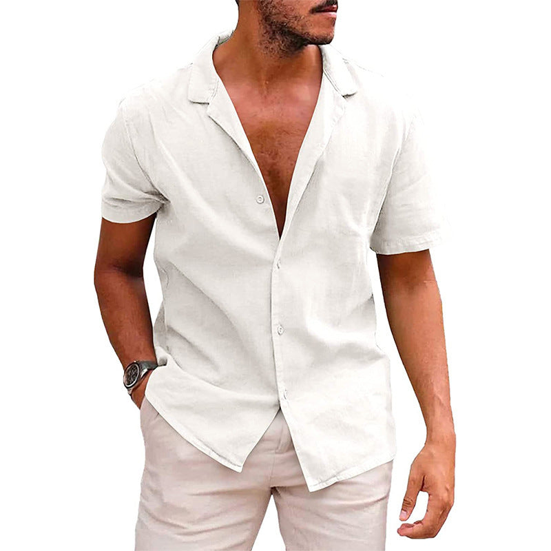 Men's Tops Casual Button Down Shirt Short Sleeve Beach Shirt Summer Mens Clothing White men clothing Zimivas