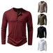 Mens Knit Long Sleeve Henley T-shirt Fashion Button Collar Tops Men Clothing Zimivas