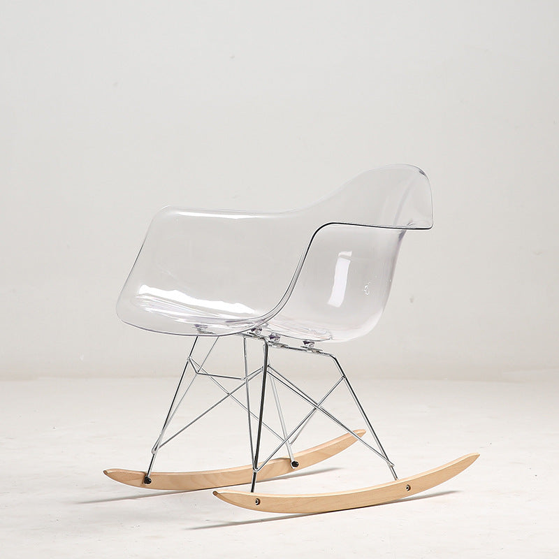 Simple Transparent Plastic Chair Meal Simple And Creative White arm rocking chair 0 null