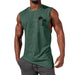 Coconut Tree Embroidery Vest Summer Beach Tank Tops Workout Muscle Men Sports Fitness T-shirt Green Men Clothing Zimivas