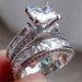 New Style Charm Couple Rings His Her Silver Color Princess Cut CZ Anniversary Promise Wedding Engagement Ring Sets 0 null