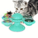 New Windmill Cat Toys Cute Rotating Interactive Cat Toy - Indoor Windmill Cat Toy With Suction Cup Catnip & Jagged Teeth Middle Ball, Smart Kitten Rotating Spinner Exercise Toy, Toothbrush & Massager 5 null