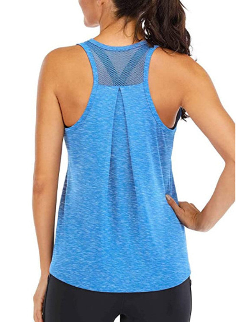 Women's loose racer mesh halter sports vest Light blue Women Clothing Zimivas