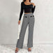 Faux Pocket Fastener Decoration Straight Wide Leg Pants Trousers 0 Zimivas