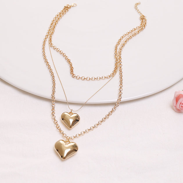 Vintage MultiLayer Heart Pendants Necklaces For Women Gold Geometric Punk Necklace New Design Wedding Jewelry Girlfriend Gifts 0 null