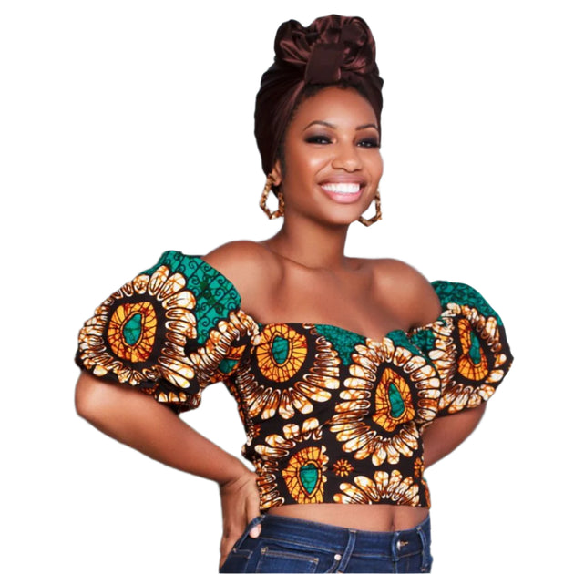 African Printed tube top lantern sleeve Ankara women top Women Clothing Zimivas