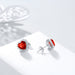 Birthstone Zircon Earrings for Women Girls Heart Shape Stud Earrings 5 null