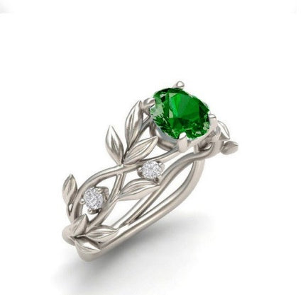 European and American fashion zircon jewelry Princess engagement ring Green 0 null