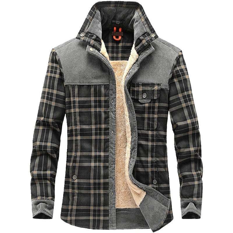 Winter Jacket Men Thicken Warm Fleece Jackets Coats Pure Cotton Plaid Jacket Military Clothes Grey 0 Zimivas