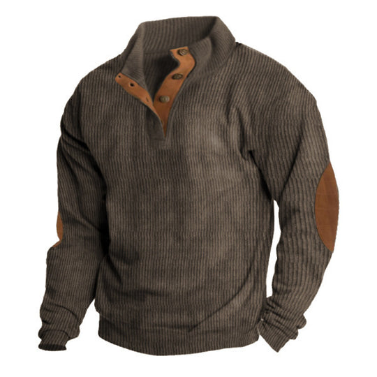 Men's Outdoor Casual Stand Collar Long-sleeved Sweater Brown Men Clothing Zimivas