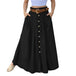 Women's Button Skirt Casual High Waist Plus Size Long Dress Black Women Clothing Zimivas