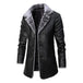 Plush Lapel Leather Jacket Winter Warm Fleece Single-breasted Coat For Men Long Clothing Black 0 null