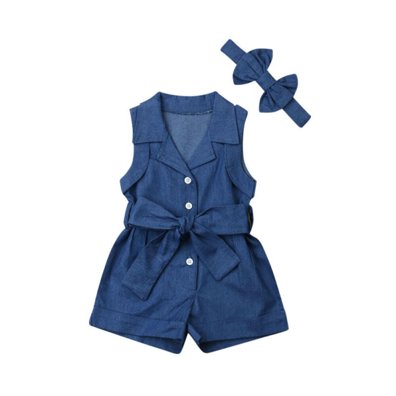 Pudcoco Kids Baby Girl Clothes Sleeveless Romper Denim 0 null