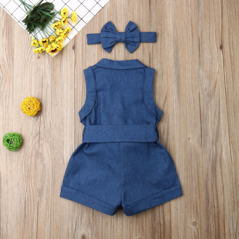 Pudcoco Kids Baby Girl Clothes Sleeveless Romper Denim 0 null