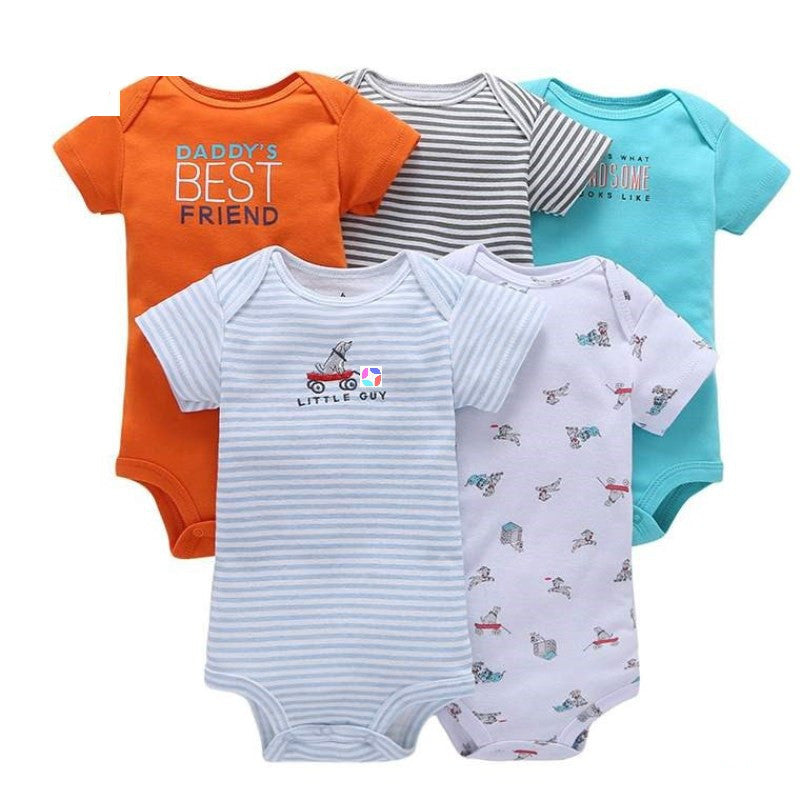 Summer Newborn Clothes Baby Cotton Fashion Romper 5pcs E 0 null