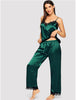 Pajamas Simulation Silk Summer Long Pajamas Two-Piece Suit Women Clothing Zimivas