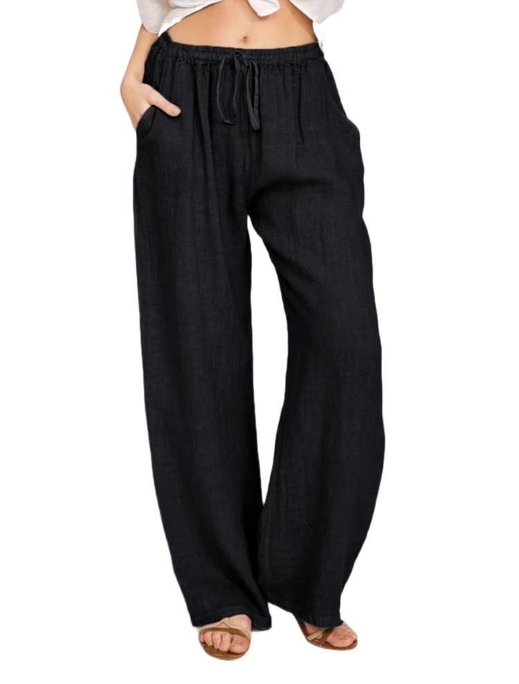 Women's Casual Cotton And Linen Loose Yoga Pants Black 0 Zimivas