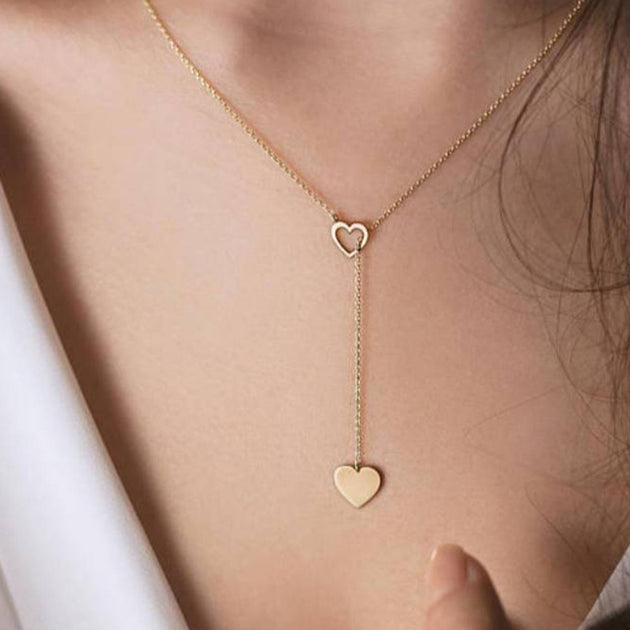 Long Pendant Heart-Shaped Necklaces Pendants For Women Simple Design Necklace Stylish Stainless Steel Jewelry Party Gift 0 null