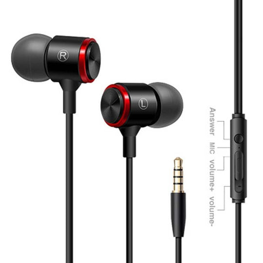 Earphones For Mobile Phones In-Ear Metal Earphones Wired Earphones 3.5 Headsets Black phone & Accessories Zimivas