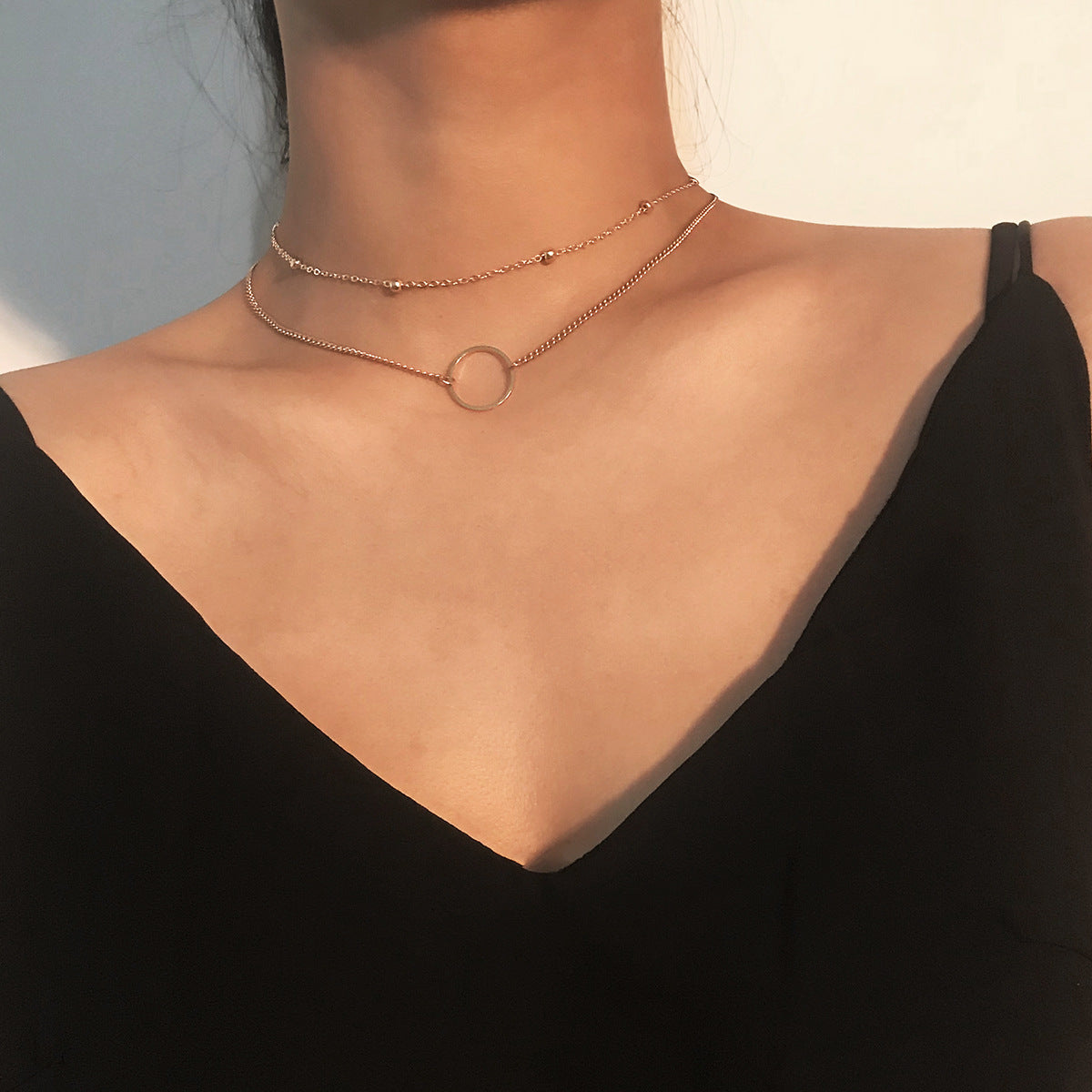 SUMENG New Arrival Fashion Modern Choker Necklace Two Layers Round Necklaces Gold Color Necklace Choker Jewelry For Women 0 null