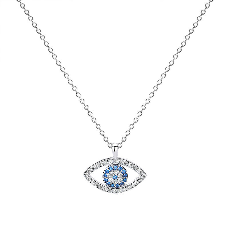 s925 Sterling Silver Jewelry European and American Atmospheric Demon Eye Necklace Eye Pendant Platinum 0 null