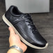 Summer Shoes Men's Leather Contrast Running Shoes Black 0 Zimivas