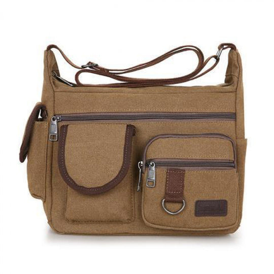 Canvas Bag Men'S Bags Shoulder Messenger Bag Retro Casual Bag Sports Back Bag Men'S Bag Coffee Bags Zimivas