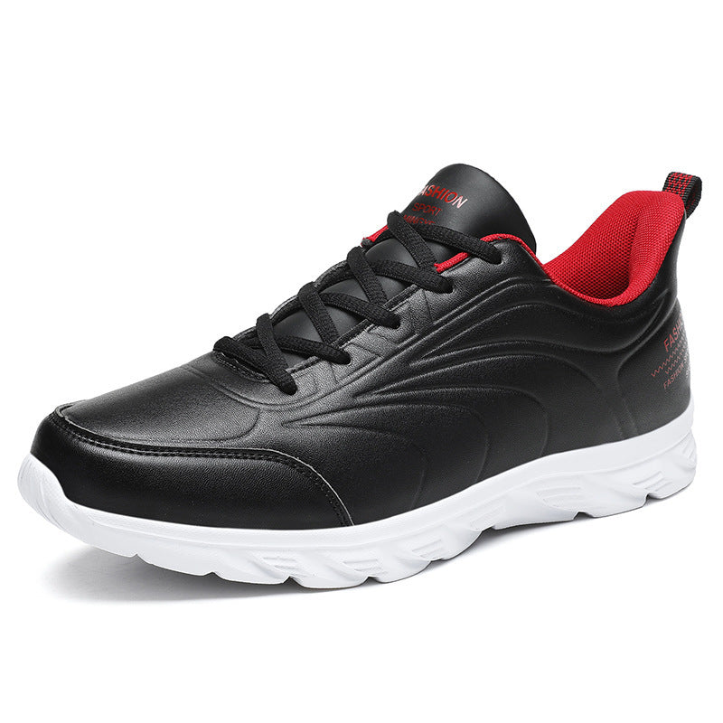 Men'S Breathable Casual Shoes Work Leather Shoes All-Match Sports Shoes Running Men'S Shoes List Black and white 0 null