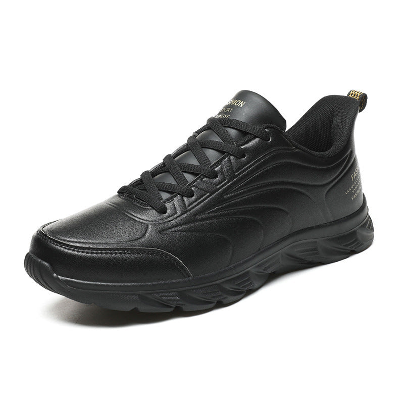 Men'S Breathable Casual Shoes Work Leather Shoes All-Match Sports Shoes Running Men'S Shoes List Black gold 0 null