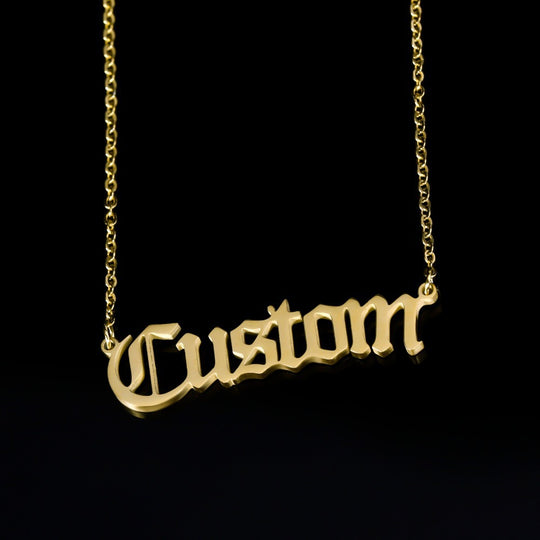 Personalized Antique English Personalized Name Necklaces For Women Gold Silver Color Stainless Steel Chain Pendant Necklace Jewelry Golden 0 null