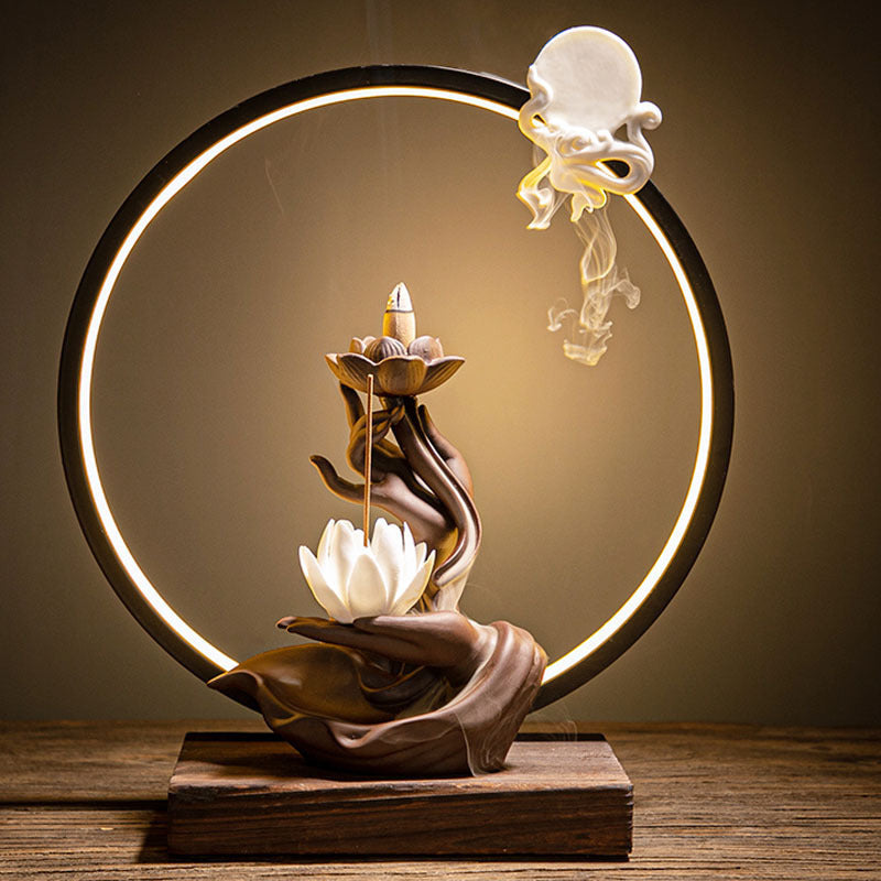 Factory Direct Sales Creative Ceramic Lamp Ring Bergamot Lotus Heart Guanyin Back Flow Incense Porch Furniture Decoration Cross-Border New Products 0 null