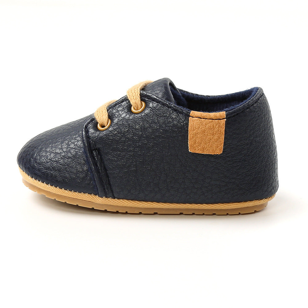 Luxury Soft Leather Baby Moccasins Shoes Newborn Rubber Sole First Walkers Boys Toddler Shoes Dark Blue kids & baby Zimivas