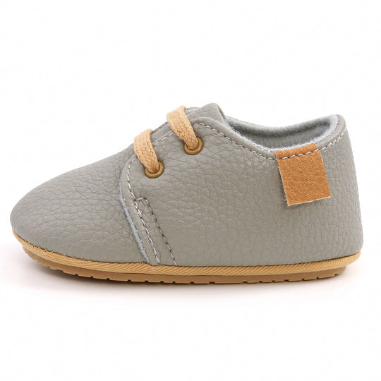 Luxury Soft Leather Baby Moccasins Shoes Newborn Rubber Sole First Walkers Boys Toddler Shoes Grey kids & baby Zimivas