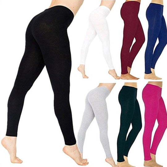 Women's Solid Color Leggings Stretch Nine-Point Leggings Women Clothing Zimivas