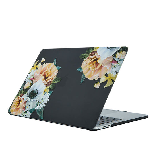 Compatible with Apple, Macbook Notebook Computer Protective Shell Air13 Shell Frosted Painted Marble Protective Cover Black flower Computer & office Zimivas